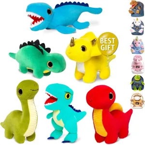 Dinosaur Toys symmetrical bryn vital forerunner tressed layout Set 6 Naturally KIDS Stuffed Animal, Toddler Gifts for Boys, Girls, Plush 