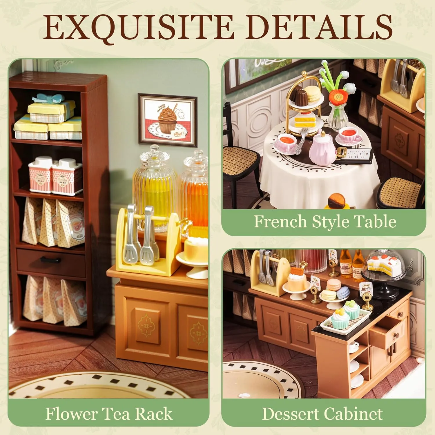 Diorama Kit Gifts for Teens Adults (Sweet Sips Tea) unavoidable Rolife DIY Miniature Plastic House Building Set Toys Playset with LED Suitable for Mini Figures Construction Toys 