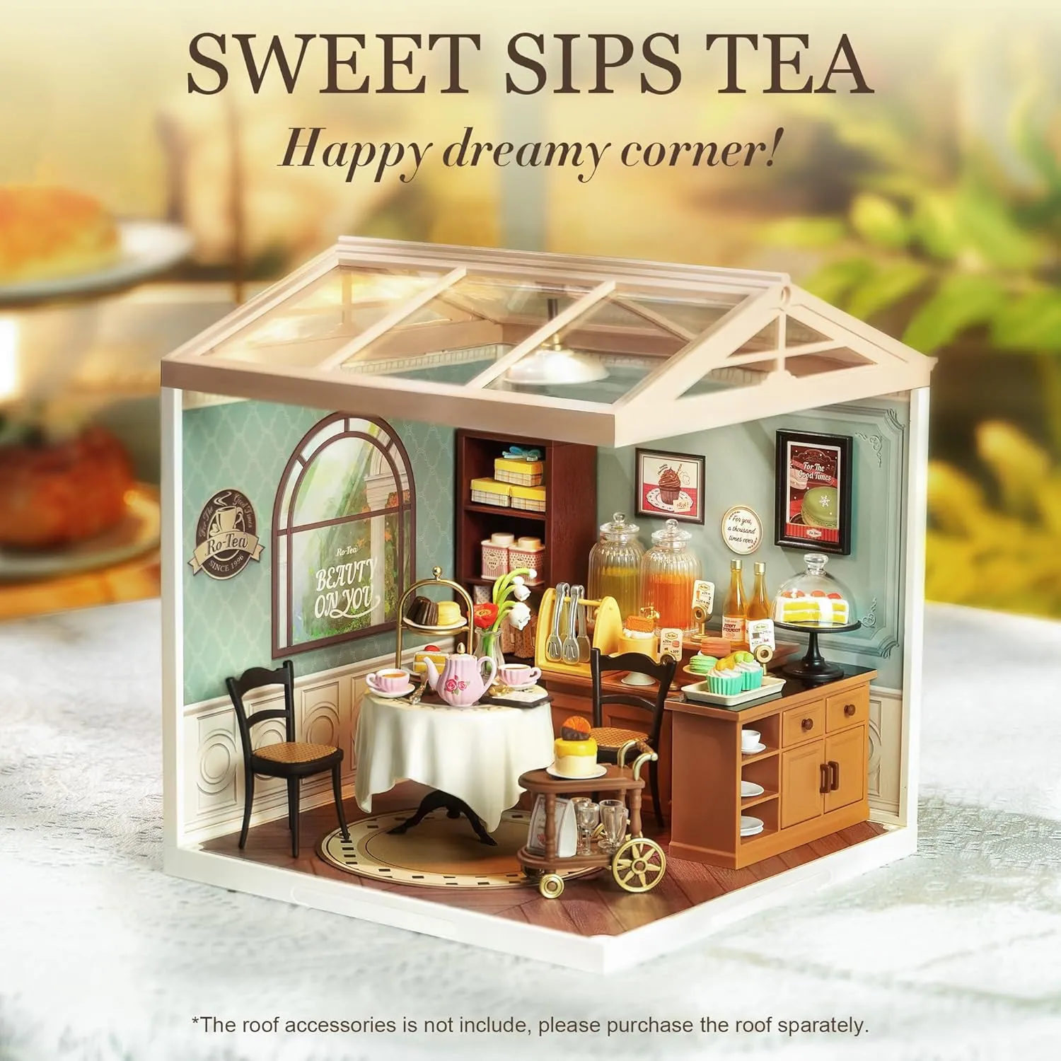 Diorama Kit Gifts for Teens Adults (Sweet Sips Tea) unavoidable Rolife DIY Miniature Plastic House Building Set Toys Playset with LED Suitable for Mini Figures Construction Toys 