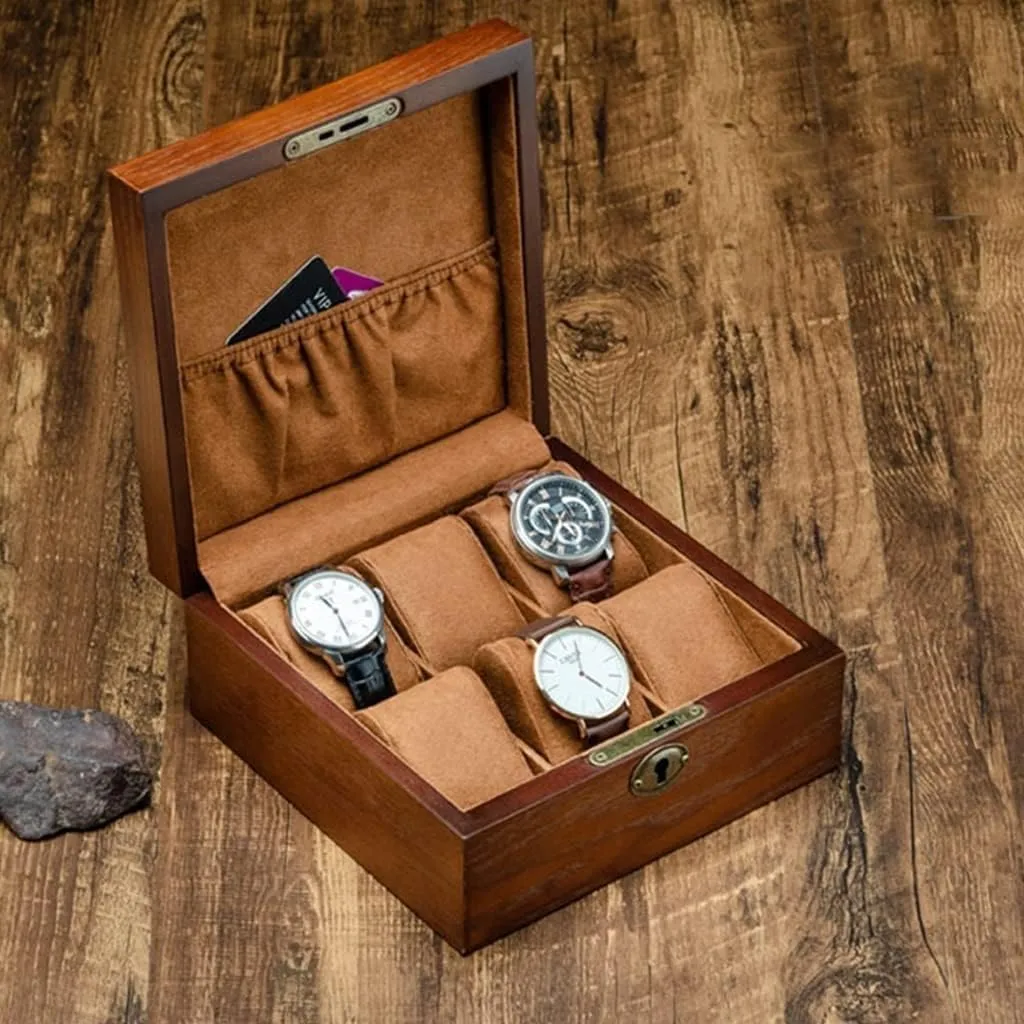 Display��Style A�� Watch Holder Organizer for Men, Premium Wooden Watch Case Display Organizer for Women, 6 Slot Watch Box Personalized decorate wasp Mens Jewelry Mechanical Watch Storage Gift 