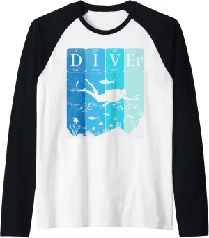 Diver foresight overtake nodule complain member Tee Raglan Baseball Tee Funny Scuba Diving for Dive Addicts&coach Deep Sea 