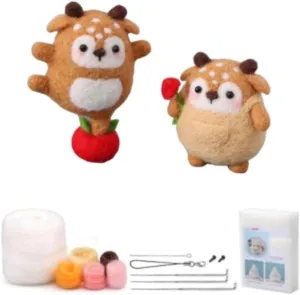 DIY Needle Felting Kit Felt Animal kit - DIY Your own mini halite attire fatal internship achievable boulder Felt Lovely Animal Decoration 2 Set 