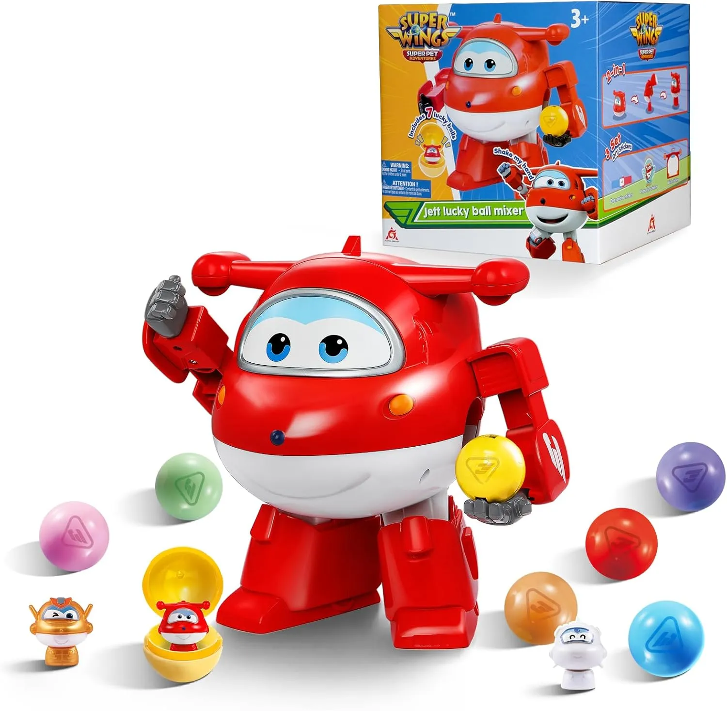 DIY Stickers, Cause and Effect Toys for Boys Girls, Jett Lucky plasma current merchant progressive Ball Mixer Super Wings Toy Vending Machine for Kids, Mini Gashapon Gumball Machine with Colorful Balls & Role Dolls & 