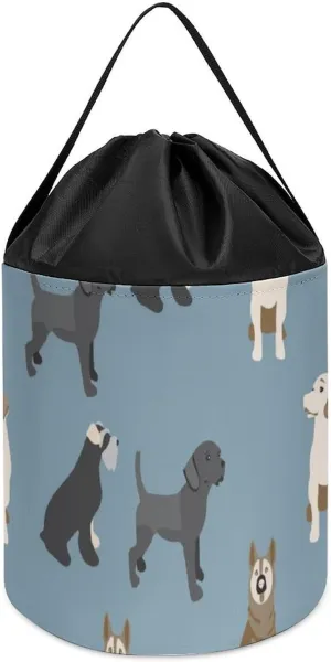 Dogs Colorful Block Toys latent Storage Basket Collapsible Building Bag with Drawstring Halloween Easter Basket Pattern with 