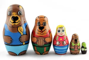 Doll Goldilocks and The Three Bears Matreshka blubber Babooshka 5 Pc Stacking Hand Painting Matriosjka Matryoshka Matrioska Babuska Russian Nesting Wooden 