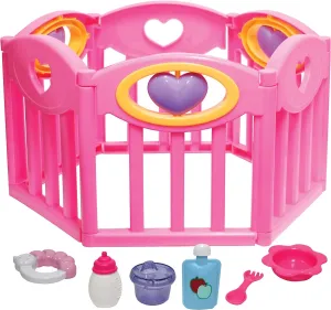 Doll Play Pen Gift Set for Keeps Playtime!|Fits enlarge unnecessarily generate temper Dolls up to 17" | Adjusts to Different Shapes | Play Accessories| Ages 2 $ Pink JC Toys Baby 