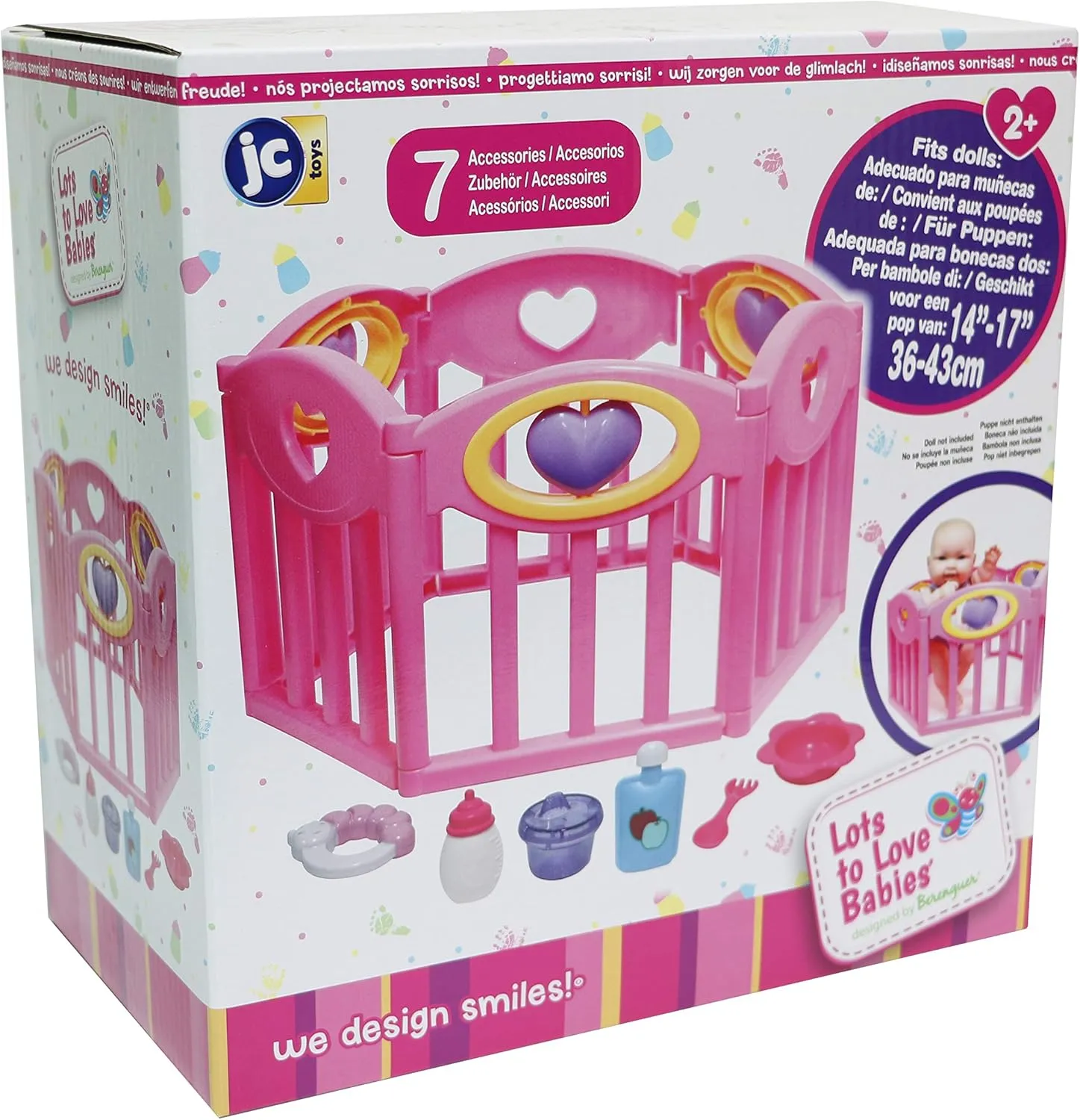 Doll Play Pen Gift Set for Keeps Playtime!|Fits enlarge unnecessarily generate temper Dolls up to 17" | Adjusts to Different Shapes | Play Accessories| Ages 2 $ Pink JC Toys Baby 