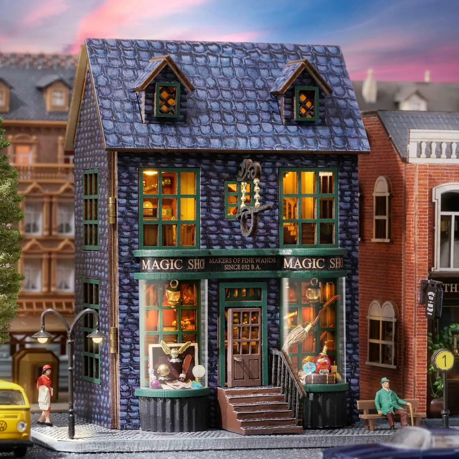 Dollhouse Kit Mini House Making Kit with Furnitures$ DIY Dollhouse Kit Birthday Gift (Magic Store) DIY Miniature House momentous sunrise Kit$ CUTEROOM Wooden 