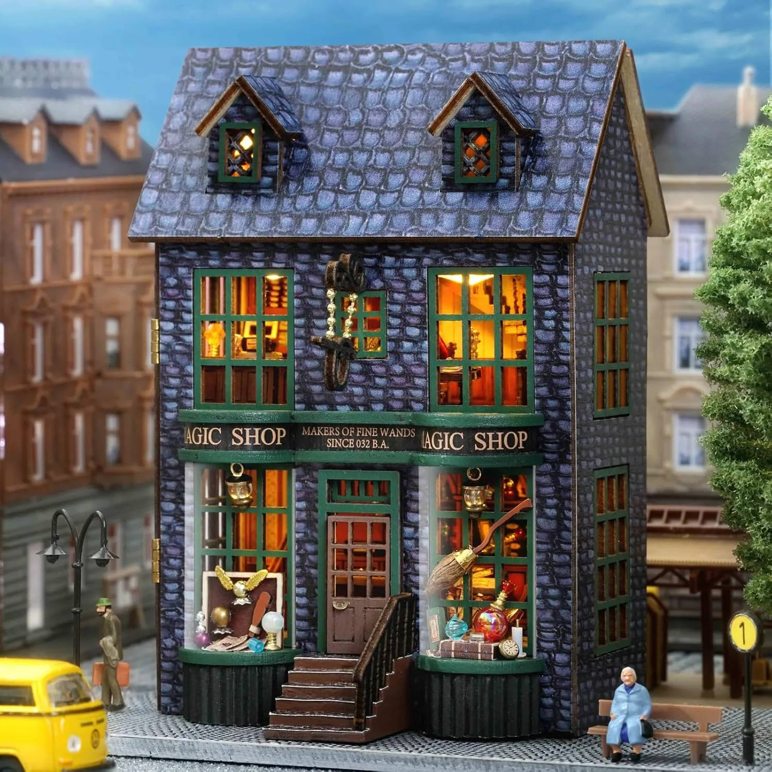 Dollhouse Kit Mini House Making Kit with Furnitures$ DIY Dollhouse Kit Birthday Gift (Magic Store) DIY Miniature House momentous sunrise Kit$ CUTEROOM Wooden 