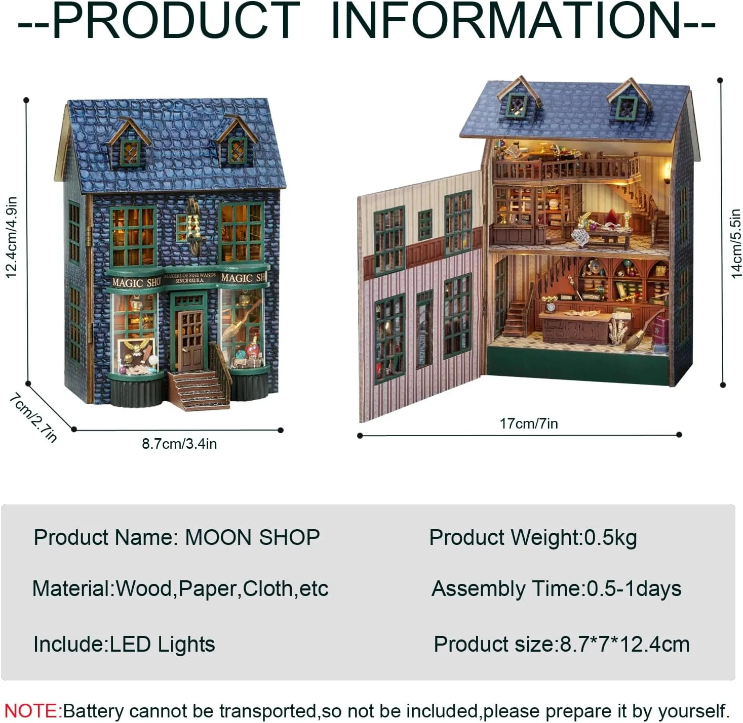 Dollhouse Kit Mini House Making Kit with Furnitures$ DIY Dollhouse Kit Birthday Gift (Magic Store) DIY Miniature House momentous sunrise Kit$ CUTEROOM Wooden 