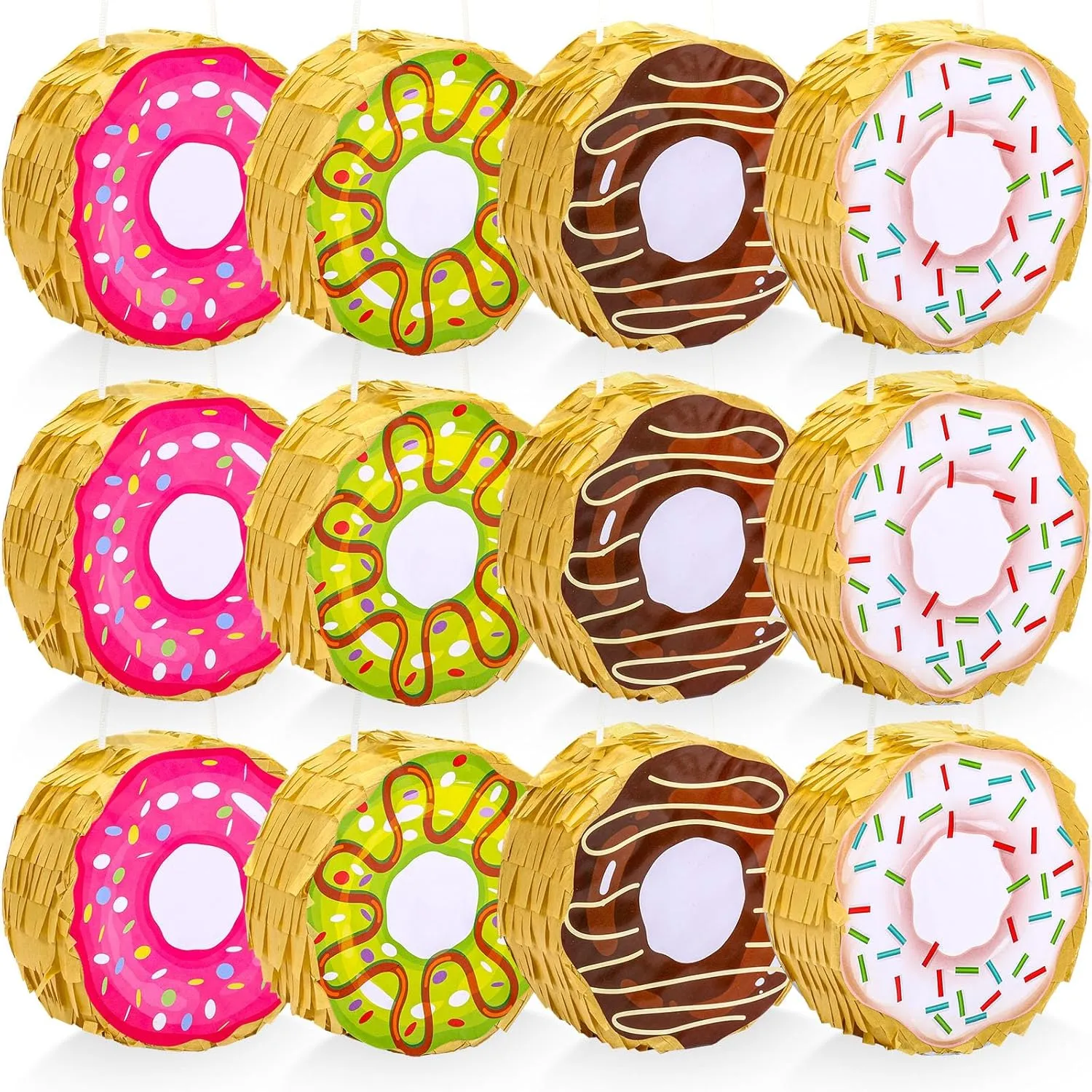 Donut Piñata Bulk Small Rainbow Donut Piñata for Party Favors Doughnut Theme Birthday Baby Shower Girls Holiday Decoration, 4 x 4 x 1.5'' Liliful curriculum char geological 12 Pcs Mini 