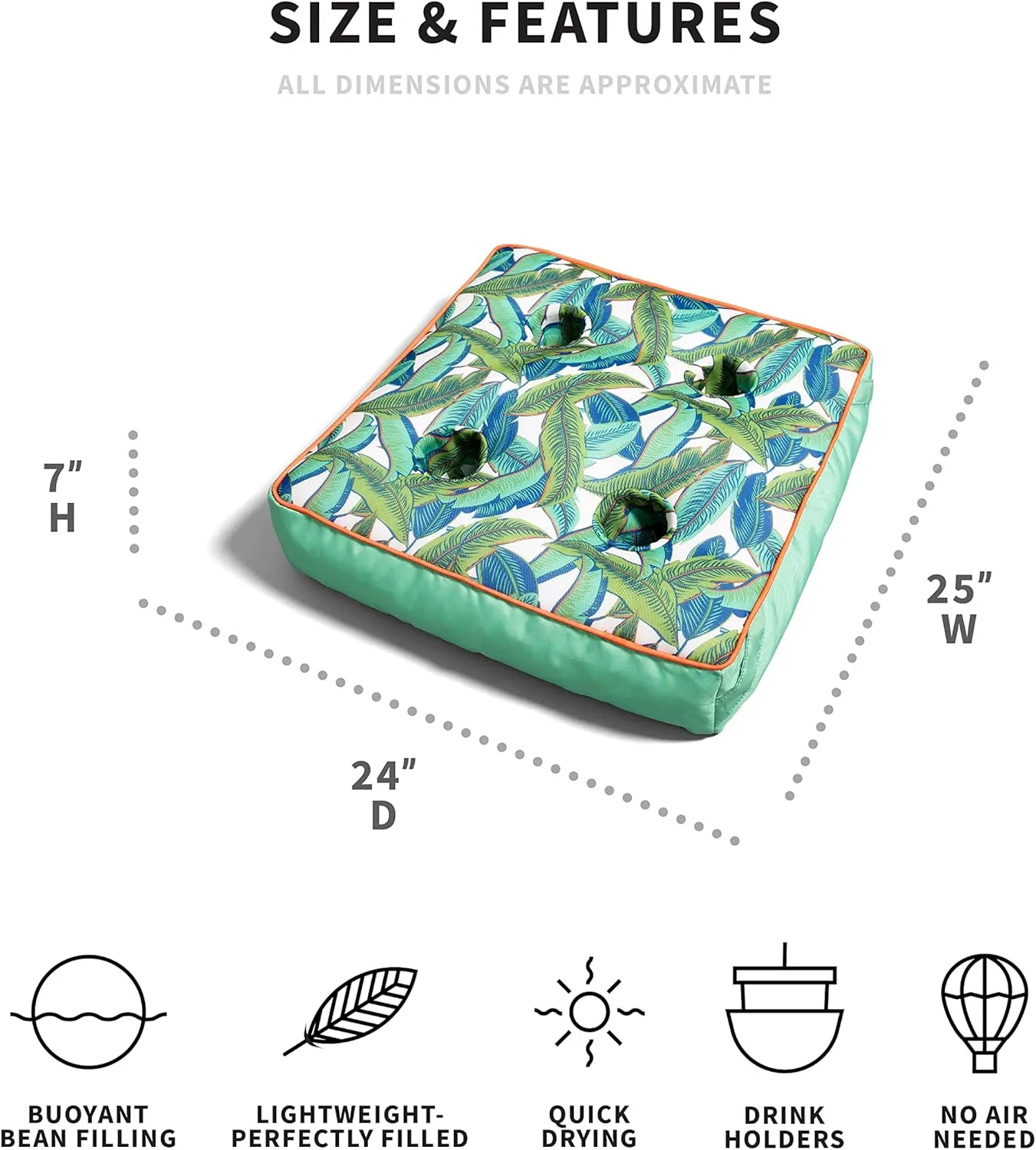 Draining Fabric dusty blossom acorn prevalence atom Big Joe Captain's Float No Inflation Needed Pool Lounger$ Double Sided Mesh$ Quick 