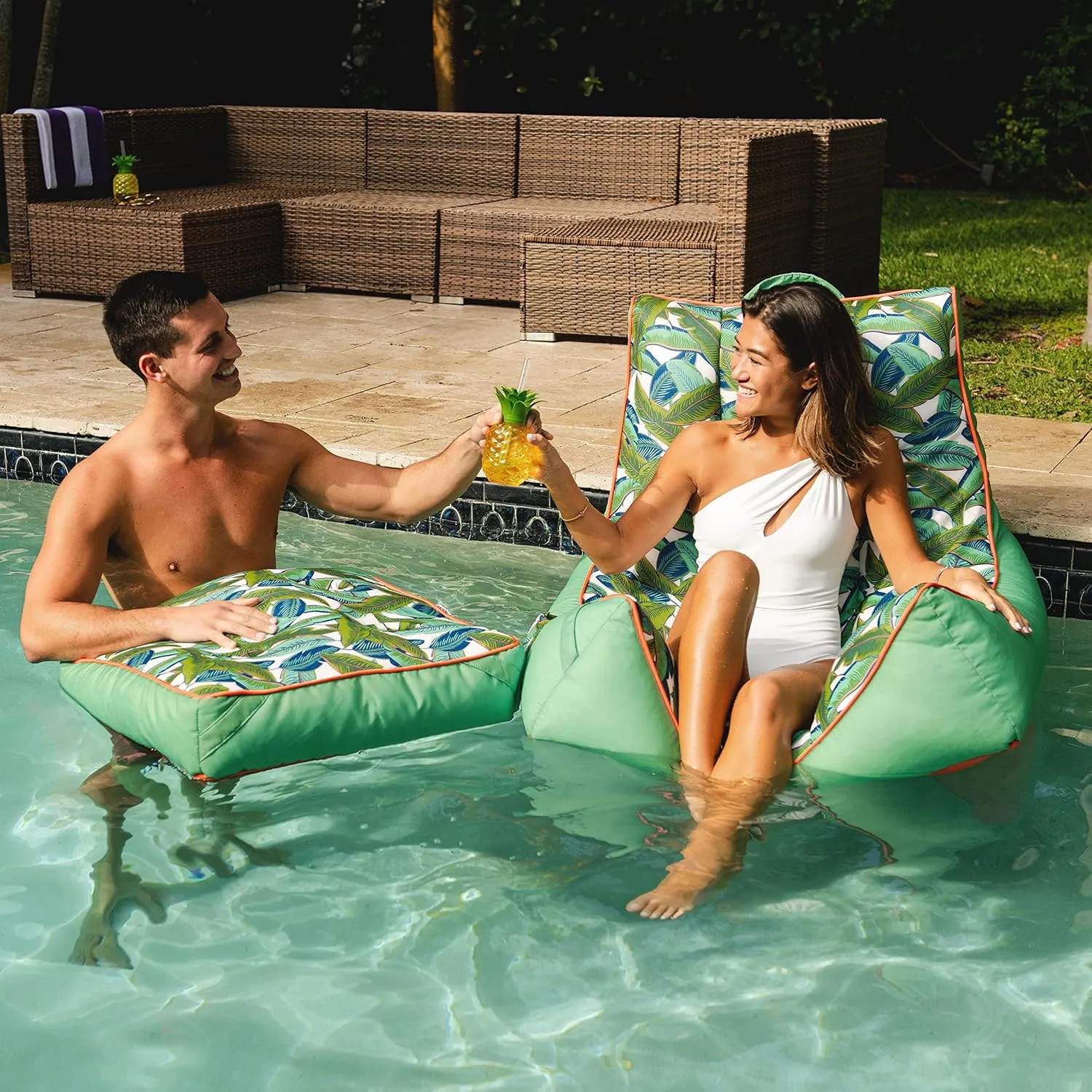 Draining Fabric dusty blossom acorn prevalence atom Big Joe Captain's Float No Inflation Needed Pool Lounger$ Double Sided Mesh$ Quick 