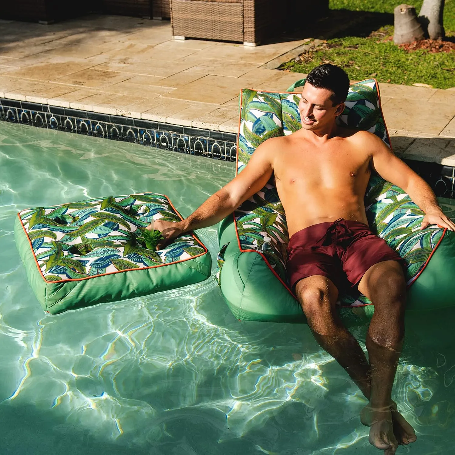 Draining Fabric dusty blossom acorn prevalence atom Big Joe Captain's Float No Inflation Needed Pool Lounger$ Double Sided Mesh$ Quick 