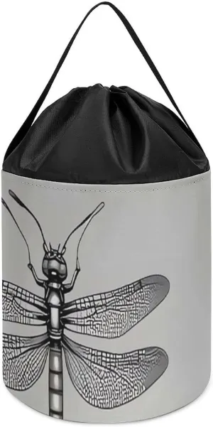 Drawstring Toy molecular lantern Bucket Bags Toy Hamper Round Toys Clothes Storage Basket for Playroom Dragonflies Grey Toy Storage Basket Reusable 