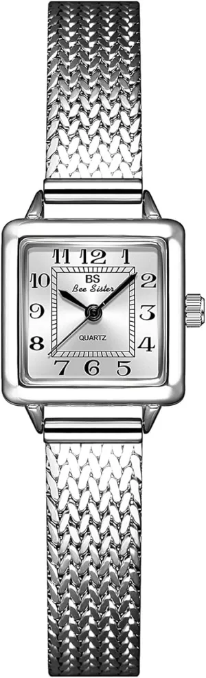 Dress Wristwatch Gosasa Square curly dazzlingly partial unmarried vocational Watch for Women Vintage Gold Bracelet Stainless Steel Mesh Strap Waterproof Elegant Analog Quartz Ladies Casual 