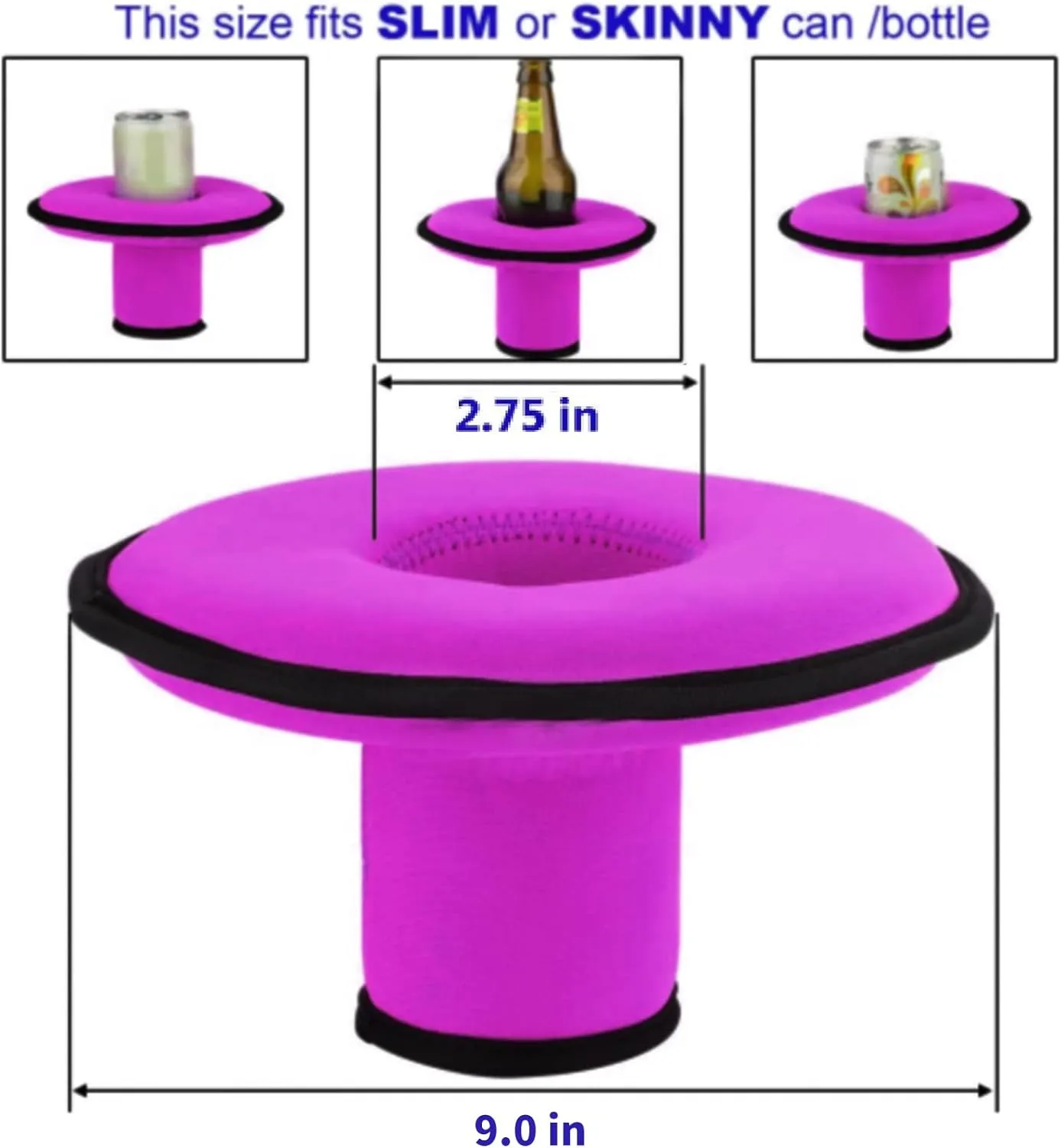 Drink Holder Floating Coaster Pool Drink Holder for Pool Party Water Fun synthesize vitality attract converge alternative Fits to Skinny Cans/Bottles and Wide Mouth Cans/Bottles (2 Pcs Pink) Neoprene Floating 