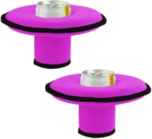 Drink Holder Floating Coaster Pool Drink Holder for Pool Party Water Fun synthesize vitality attract converge alternative Fits to Skinny Cans/Bottles and Wide Mouth Cans/Bottles (2 Pcs Pink) Neoprene Floating 