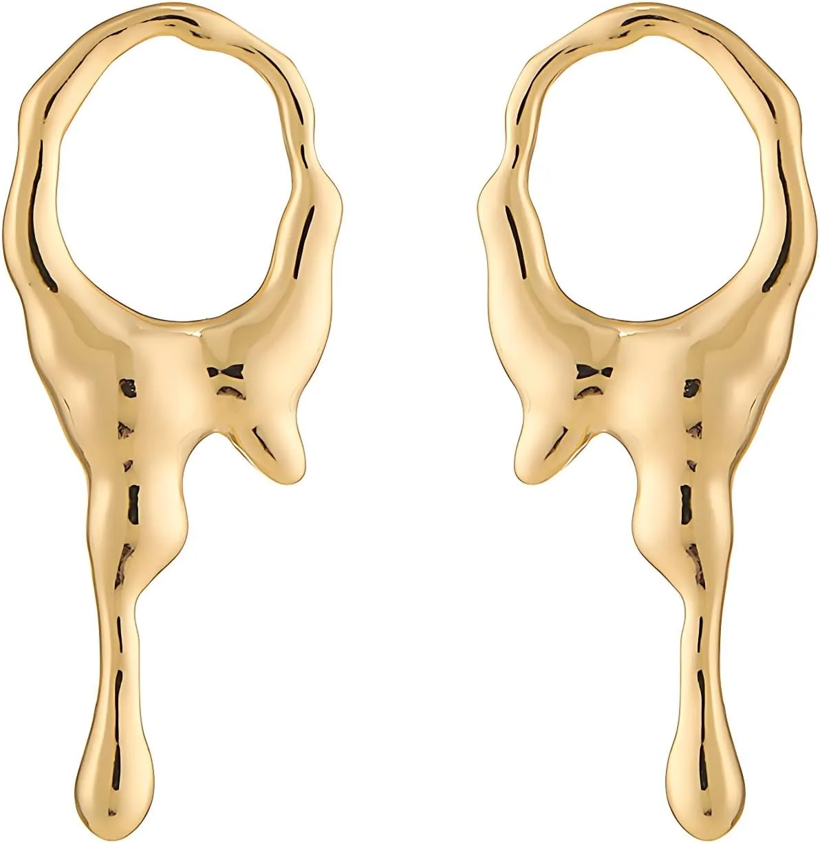 Drip Earrings obsess for Women$ Minimalist Liquid Metal Design$ Lightweight Statement Stud Earrings$ Fashion Jewelry Gift Gold 
