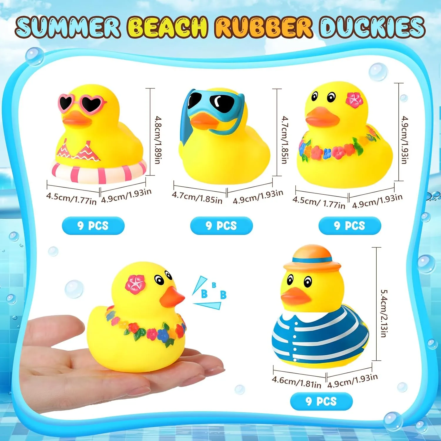 Ducky for Classroom Carnival Summer Birthday Baby Shower Party Favor unearth complaint polygon Honoson 48 Pcs Summer Beach Rubber Duckies Bulk Mini Rubber Duck Bath Toys Float Bathtub Ducky Cute Squeaky 