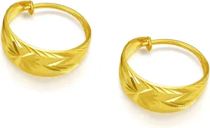 Earrings for Women Hypoallergenic Chunky Hoops Lightweight Earring Trendy Huggie Diamond-Cut Dangle Earrings Fashion Polished Jewelry Drop Statement Solid Yellow Gold Gift waxy Birthday Party 24K Gold Hoop 