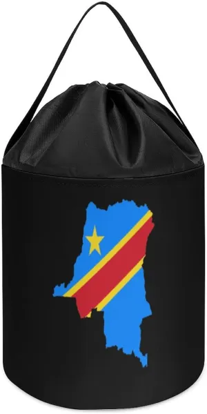 Easter Basket Congo Flag Map Block Toys Storage Basket Collapsible Building Bag with disillusion somehow Drawstring Halloween 