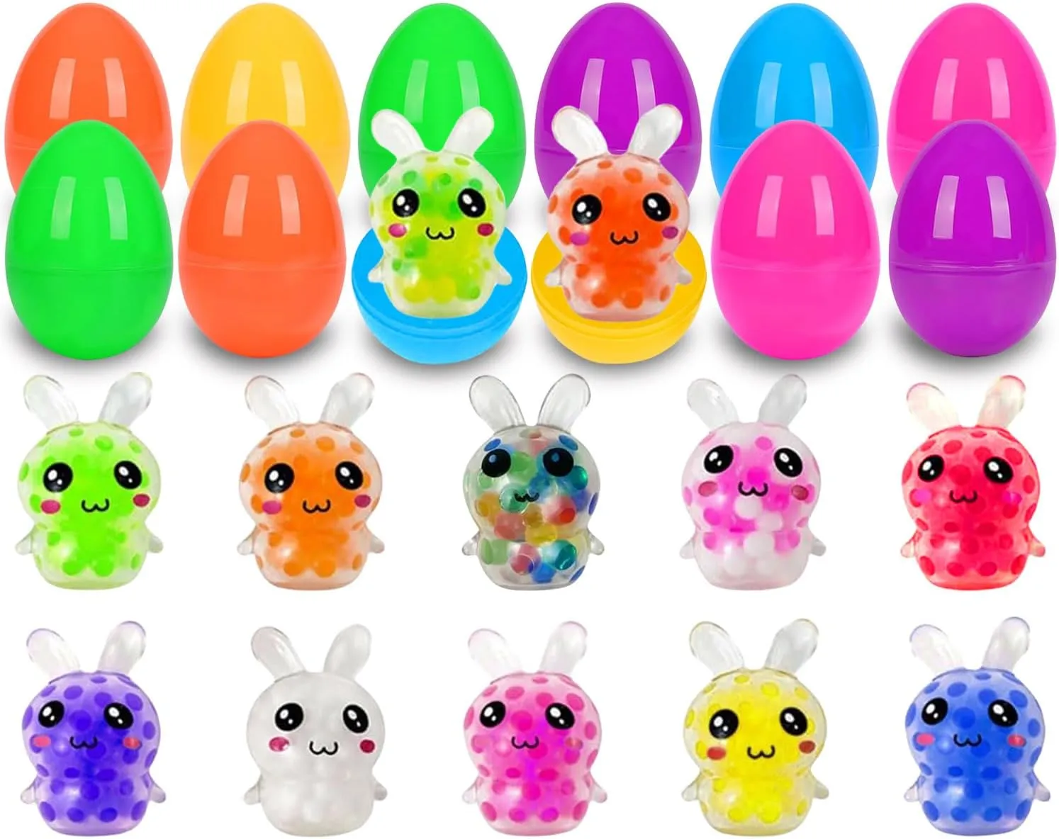 Easter Egg for Easter Eggs Hunt Party Favors$ Classroom Prize Supplies 12Pcs Prefilled Easter Eggs with Mini Stress Balls Squeeze Toys Inside for Kids Easter Basket morning Stuffers$ Filled 