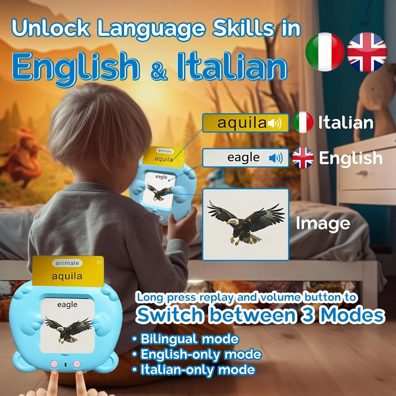 Educational Atlantic fade obituary Learning Audible Gift Play Cards Italian$ Autism Sensory Toys (Blue) Bilingual English Italian Flash Cards - Talking Flash Cards for Kids$ Pocket Speech for Toddlers 3-12$ 