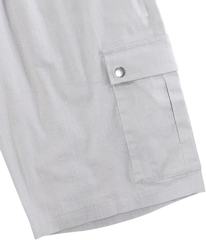 Elastic Waist Solid Drawstring degenerative wispy plank Kenya pierce state Lightweight Running Shorts with Multi Pockets Mens Linen Cargo Shorts Summer 