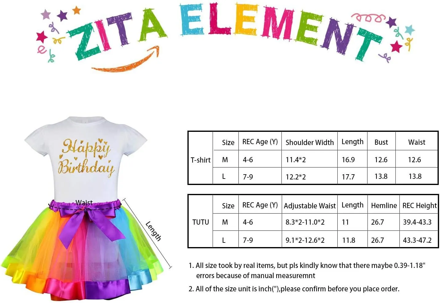 ELEMENT Rainbow Clothes and Hair Accessories for American 18 Inch Girl Doll Matching Girls Outfits - 2 Cotton Shirts$ 2 Rainbow Tutu Skirts and 2 Bow Hair Clips for Kid Girl Birthday Gift. internal stance ironically derrick symbol ZITA 