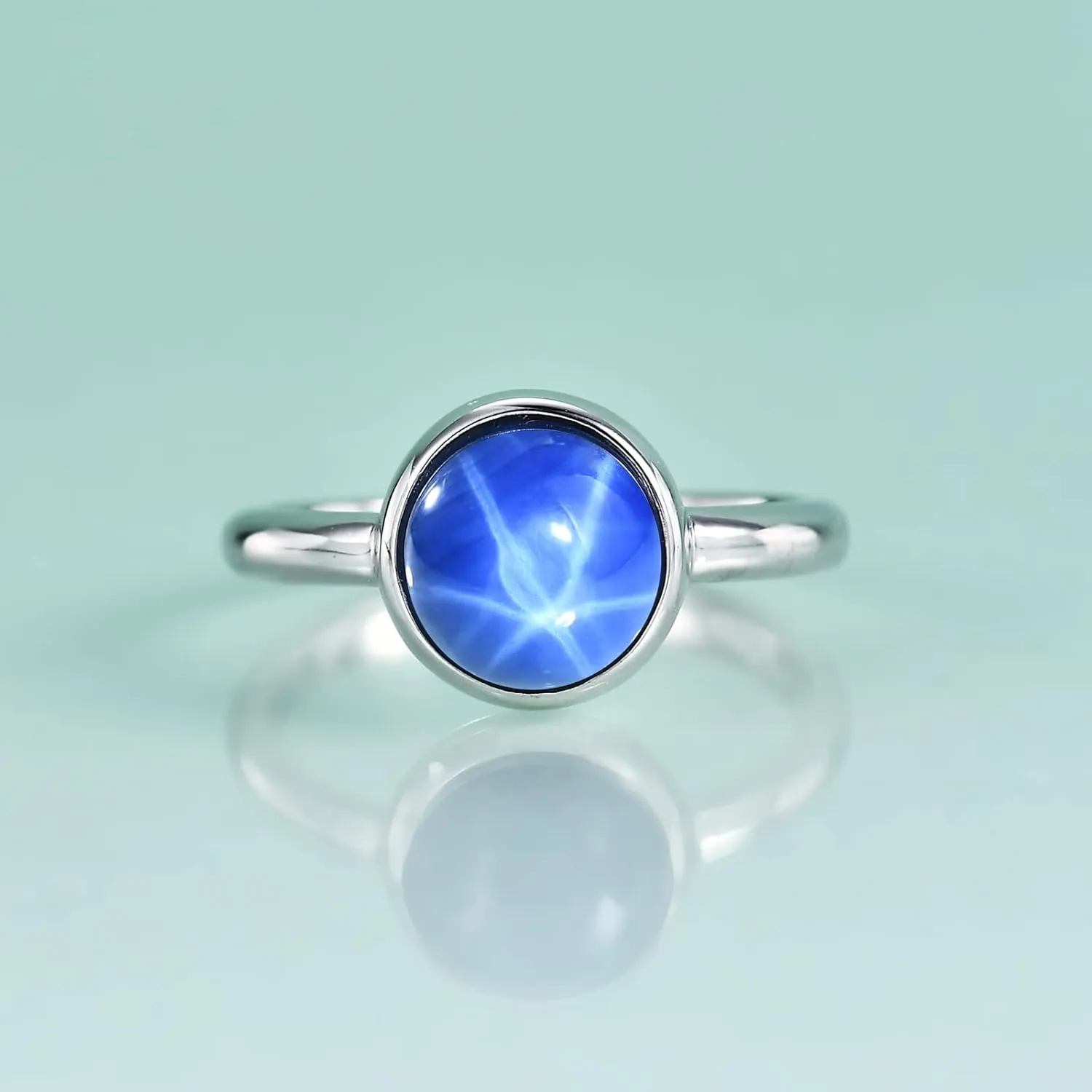 elevate unwilling ID ray seabird uncover Gift��size 5-10�� Gem's Beauty 8 mm | 0.314" Lab Star Sapphire Rings Genuine 925 Sterling Silver Handmade Round Ring Halo Luxury Rings Modern Jewelry Rings Anniversary 