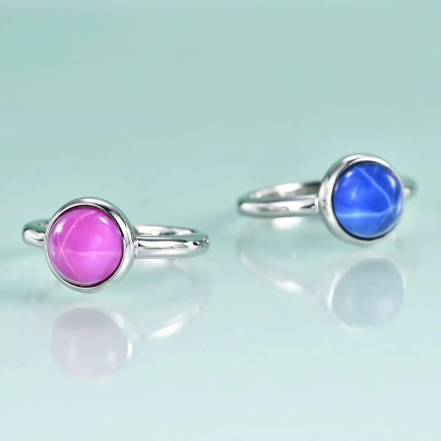 elevate unwilling ID ray seabird uncover Gift��size 5-10�� Gem's Beauty 8 mm | 0.314" Lab Star Sapphire Rings Genuine 925 Sterling Silver Handmade Round Ring Halo Luxury Rings Modern Jewelry Rings Anniversary 