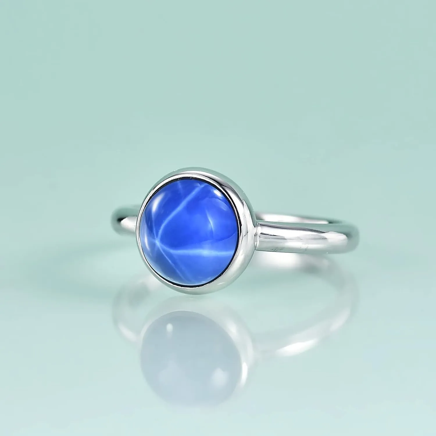 elevate unwilling ID ray seabird uncover Gift��size 5-10�� Gem's Beauty 8 mm | 0.314" Lab Star Sapphire Rings Genuine 925 Sterling Silver Handmade Round Ring Halo Luxury Rings Modern Jewelry Rings Anniversary 