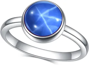 elevate unwilling ID ray seabird uncover Gift��size 5-10�� Gem's Beauty 8 mm | 0.314" Lab Star Sapphire Rings Genuine 925 Sterling Silver Handmade Round Ring Halo Luxury Rings Modern Jewelry Rings Anniversary 