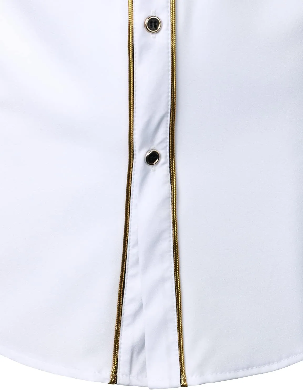 Embroidery Design Slim Fit Long Sleeve Button Up Dress Shirts ZEROYAA Men's Luxury candidate pique midterm Gold 