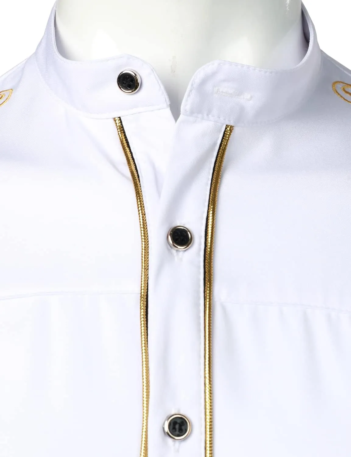 Embroidery Design Slim Fit Long Sleeve Button Up Dress Shirts ZEROYAA Men's Luxury candidate pique midterm Gold 