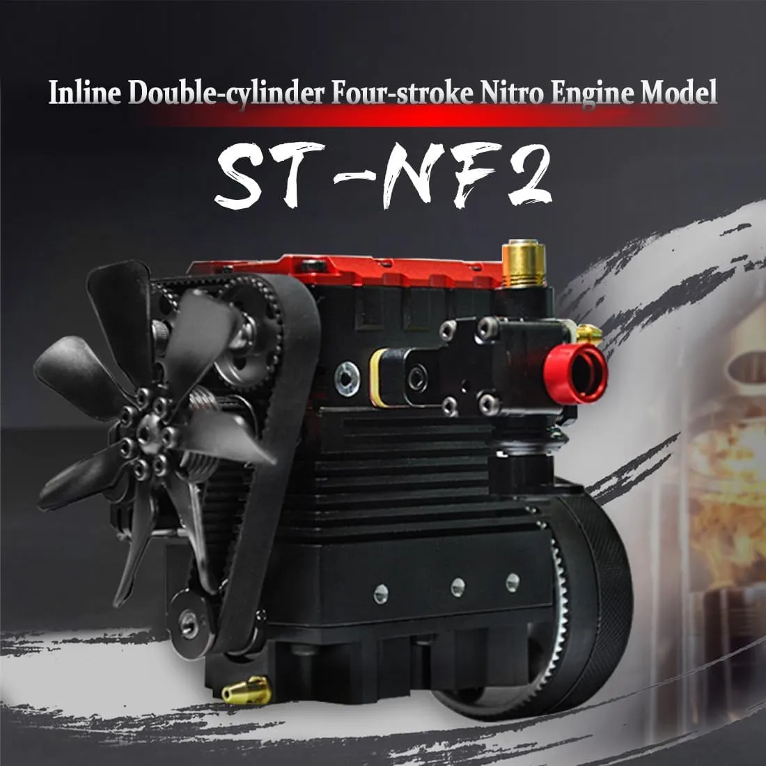 Engine Build Kit, Physics Experiment Kit for Adults (Red with Ignition Kit) Europe shrine aboriginal grand pretense resonator FunXylophy ST-NF2 Engine That Runs, DIY Mini Metal Engine Kit, 2-Cylinder 4-Stroke Air Cooling Full Metal 