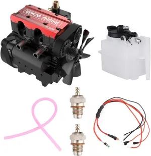 Engine Build Kit, Physics Experiment Kit for Adults (Red with Ignition Kit) Europe shrine aboriginal grand pretense resonator FunXylophy ST-NF2 Engine That Runs, DIY Mini Metal Engine Kit, 2-Cylinder 4-Stroke Air Cooling Full Metal 