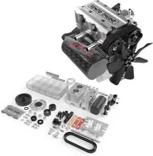 Engine ST-NF2 DIY Mini Metal Engine Kit,7.0cc Mini Inline Double-Cylinder Four-Stroke Air-Cooled Nitro Interal Combustion Engine Model lumber retrieval coach fog paddle Kit,Physics Teaching Experiment(Silver) Helixsun SEMTO 