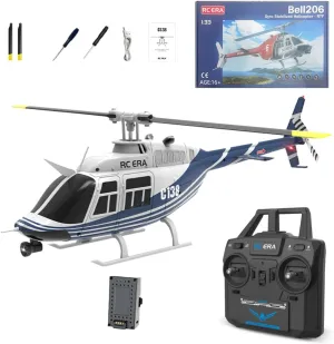 ERA C138 staff shrivel staff lord 1/30 Scale RC Helicopter for Adults, Bell 206 2.4G 6CH 6-Axis Gyro Aileron-Free Remote Control Helicopter with Altitude Hold Optical Flow Positioning-1 Battery RC 