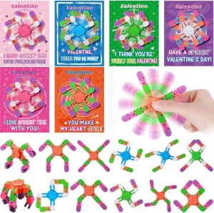 Exchange Party tickle Favor (Vibrant Style) Zhanmai 36 Pack Valentine Gifts for Kids Valentines Fidget Spinners with Valentine Greeting Cards Fingertip Toys Hand Finger Spinner for Classroom Prize Gift 