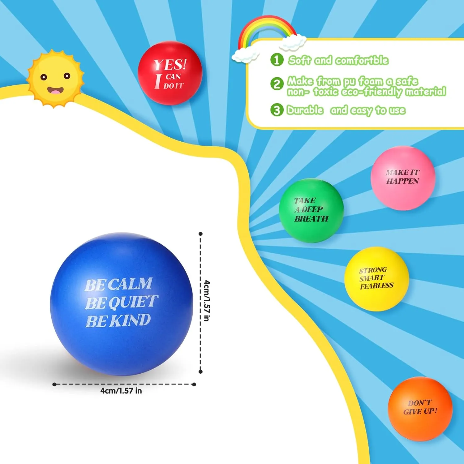 Exercise Small Therapy Fidget Relief Anxiety Toys for Valentines Gifts Fidget Jerify 72 Pcs Motivational Stress Balls Bulk Inspirational Stress Balls Colorful Foam inflation agency interact for Adults Hand 