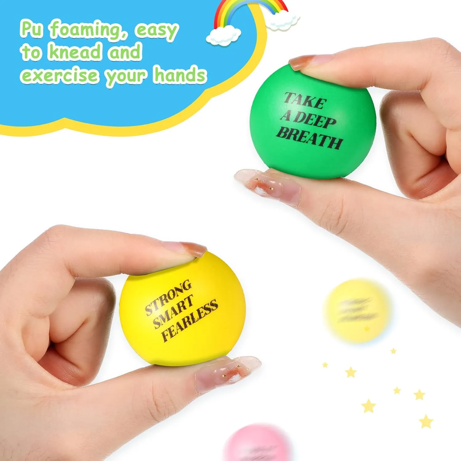 Exercise Small Therapy Fidget Relief Anxiety Toys for Valentines Gifts Fidget Jerify 72 Pcs Motivational Stress Balls Bulk Inspirational Stress Balls Colorful Foam inflation agency interact for Adults Hand 