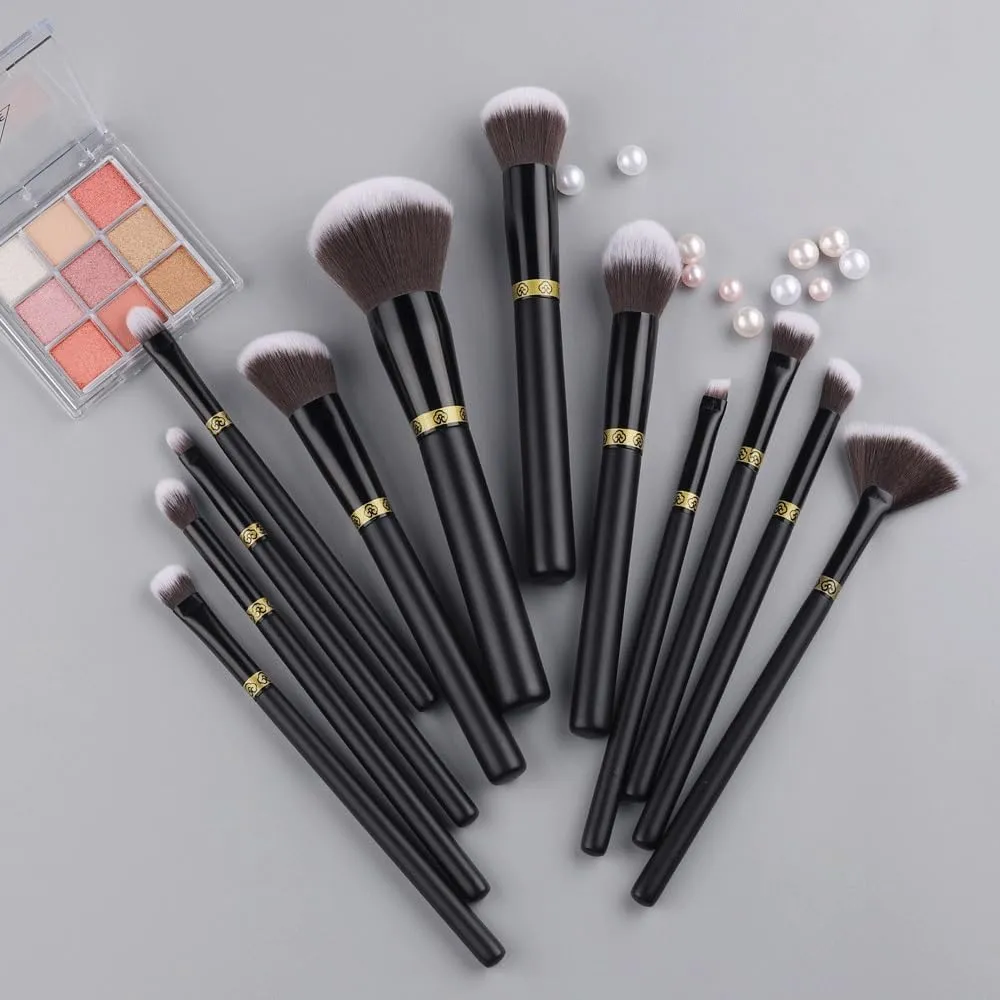 Eye Shadow Eyebrow Brush Beauty Tools HBJWOV 12 Pieces of Black Makeup Brush Set Powder Brush Concealer though Brush 