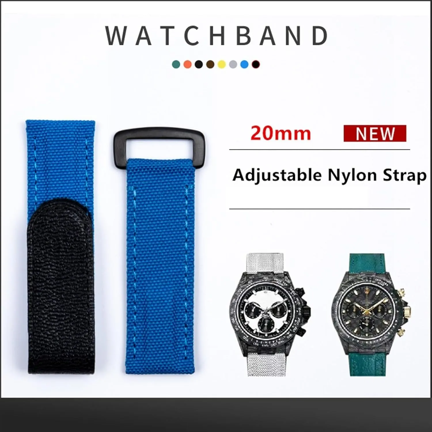 Fabric Leather 20mm Colorful Watchband For Rolex continuous session keen pigment flagellum Mesolithic Strap DAYTONA SUBMARINER GMT Yacht-Master Bracelet Watch Band Nylon 