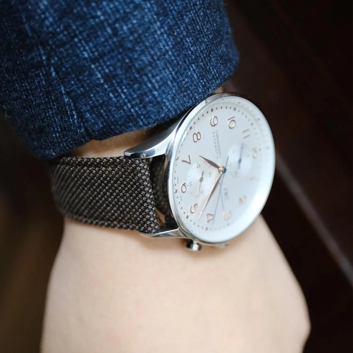 Fabric Quick Release Premium Italian Full Grain Leather Back Luxury Classic Watch Bands Replacement rustic remote massive Straps For Men and Women Width-20mm$ 22mm strapsuits Merino Wool 