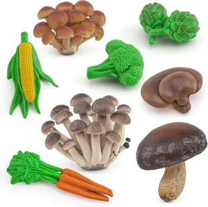 Favors Supplies Cake Toppers Set collide Toys for Boys Girls Kid Toddlers Fantarea Fungi Vegetable Model Playsets 8 PCS Mushroom Corn Carrot Broccoli Figurines Party 