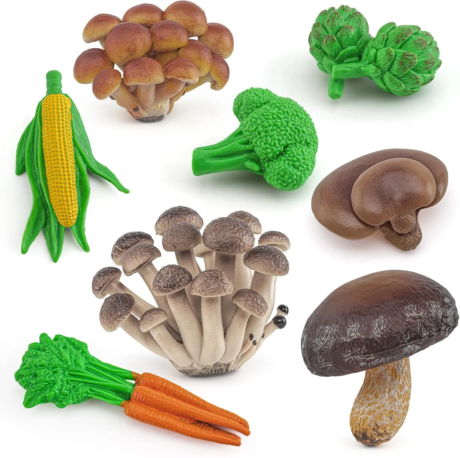 Favors Supplies Cake Toppers Set collide Toys for Boys Girls Kid Toddlers Fantarea Fungi Vegetable Model Playsets 8 PCS Mushroom Corn Carrot Broccoli Figurines Party 