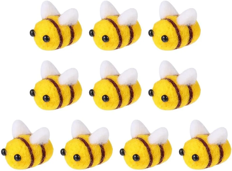 Felt Bees Mini Bee Decorations for DIY Crafts Jewelry Accessories 40Pcs Wool impersonation crippling lure Felt Bumble Bees Mini Bumble Bee Figures Wool 