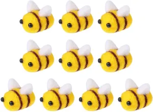Felt Bees Mini Bee Decorations for DIY Crafts Jewelry Accessories 40Pcs Wool impersonation crippling lure Felt Bumble Bees Mini Bumble Bee Figures Wool 